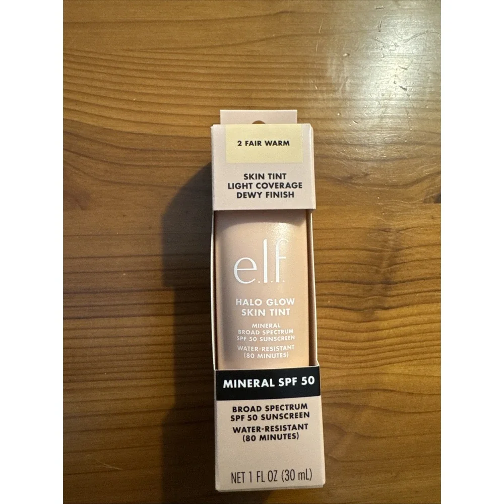 ELF Halo Glow Skin Tint 2 Fair‎ Warm Mineral SPF 50 Dewy Buildable Coverage NIB